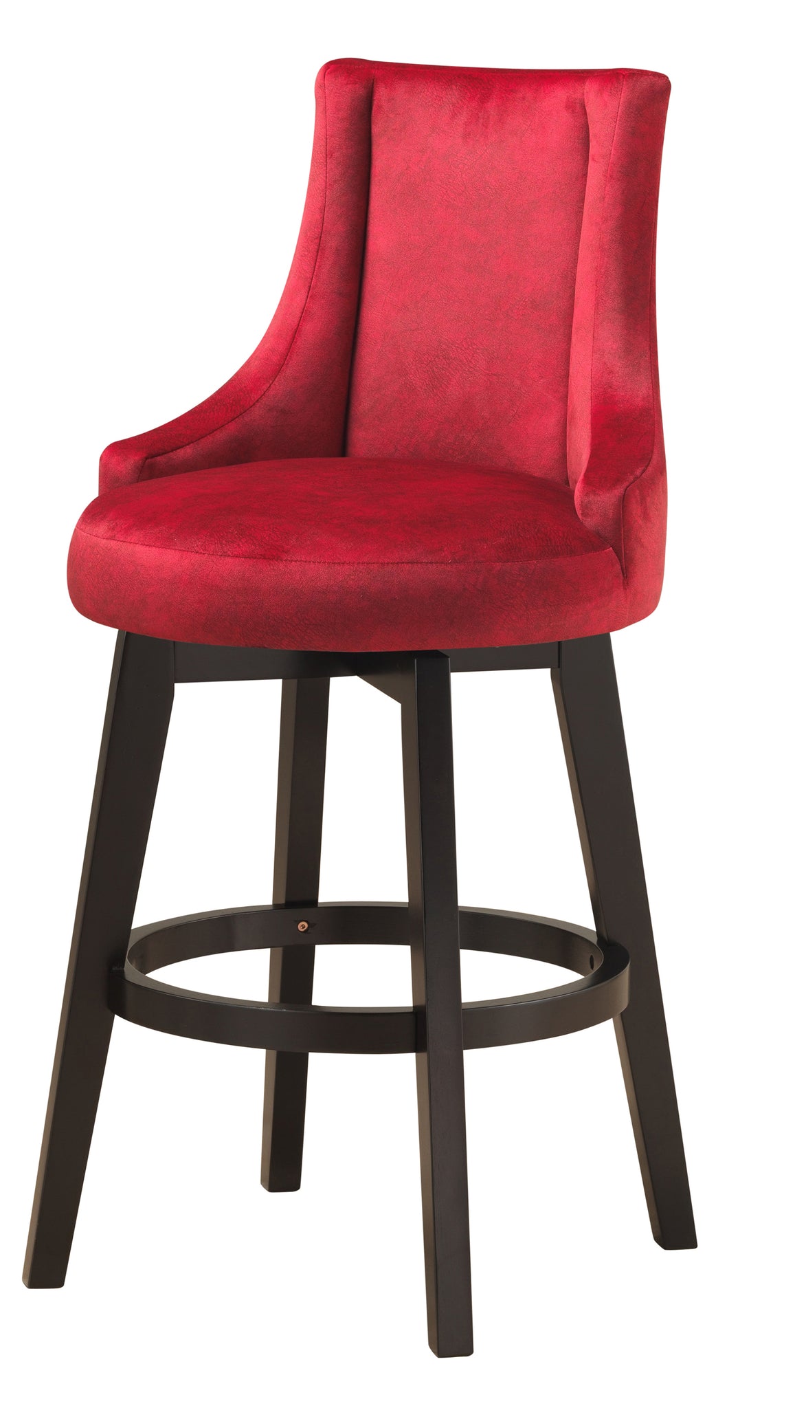 red fabric bar stools