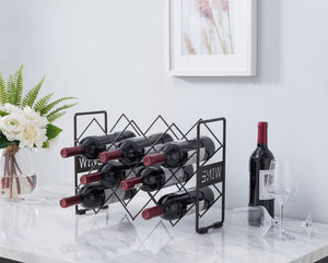 Rockne Countertop Wine Rack Pewter Metal Transitional 8 Bottle