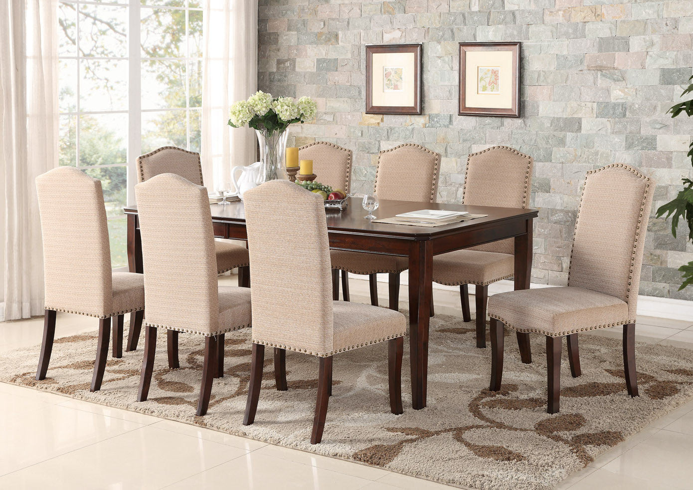 Cherry Wood Contemporary Rectangular Dinette Dining Room Table