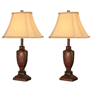 Aubri Table Lamp Set Brush Red Body Light Brown Fabric