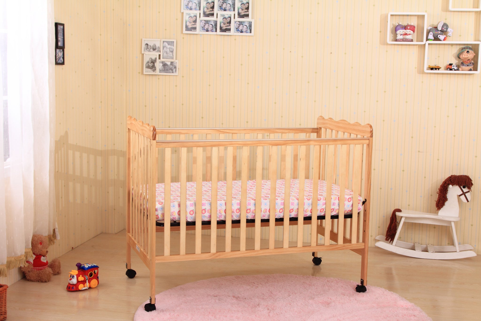 baby crib natural wood