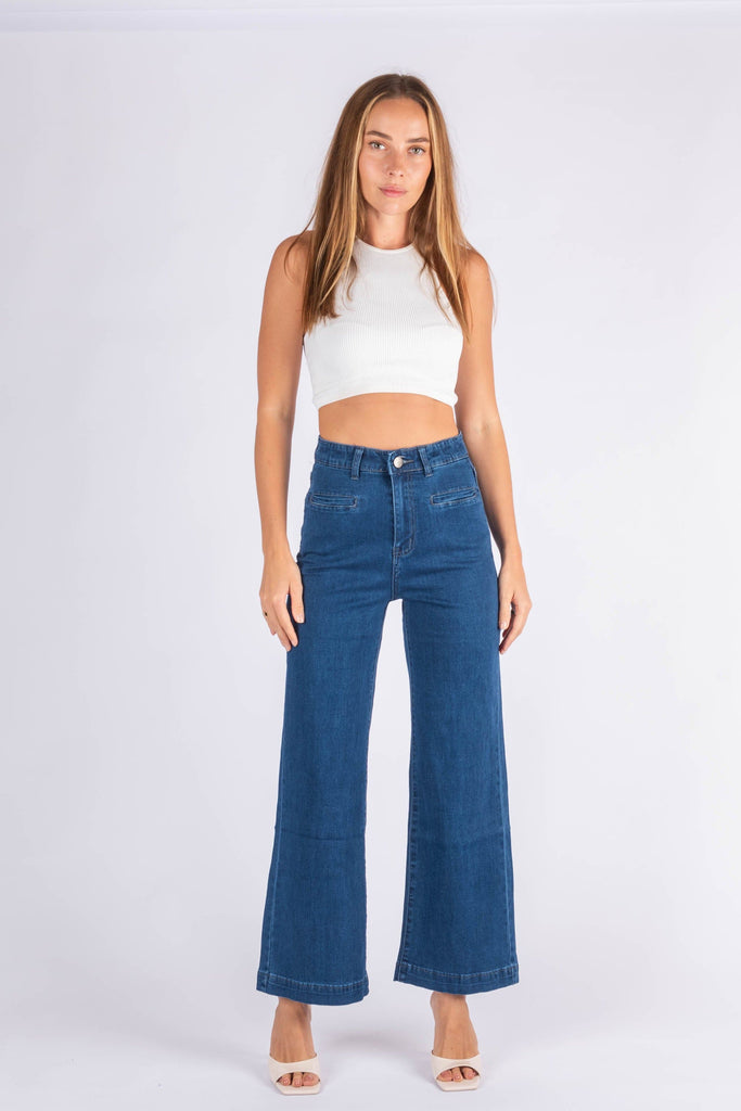 Wakee Denim Wide Leg Ladies Jean - Denim Blue – The Zebra Effect