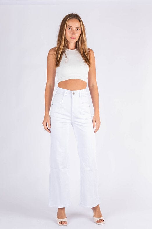 Wakee Denim Flare Wide Leg Ladies Jean - Pure White – The Zebra Effect