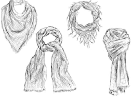 illustrations of tied scarves