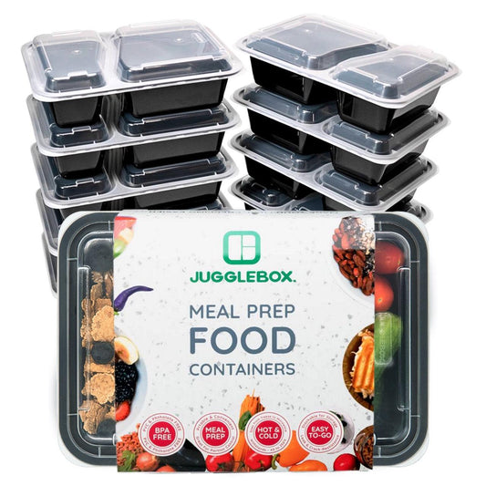 10 Pack 1-Compartment Reusable Meal Prep Containers Black [800ml] –  Jugglebox Australia