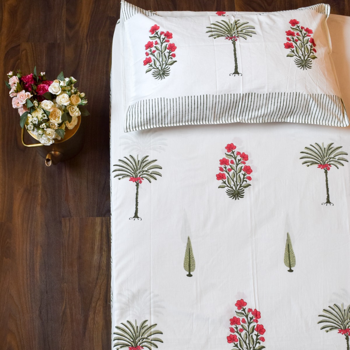 Buy Indian Flora Hand Block Print Bed Sheet Home Artisan