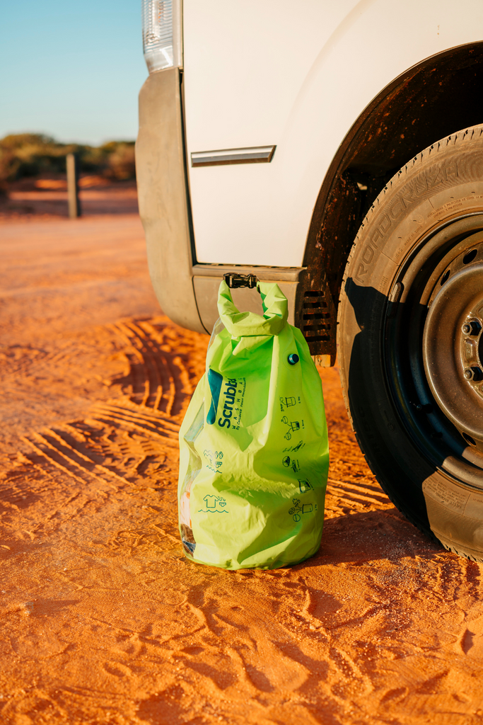 Blogger photo: RV with Scrubba wash bag green