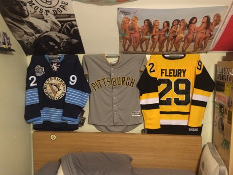 how to hang jerseys on your wall