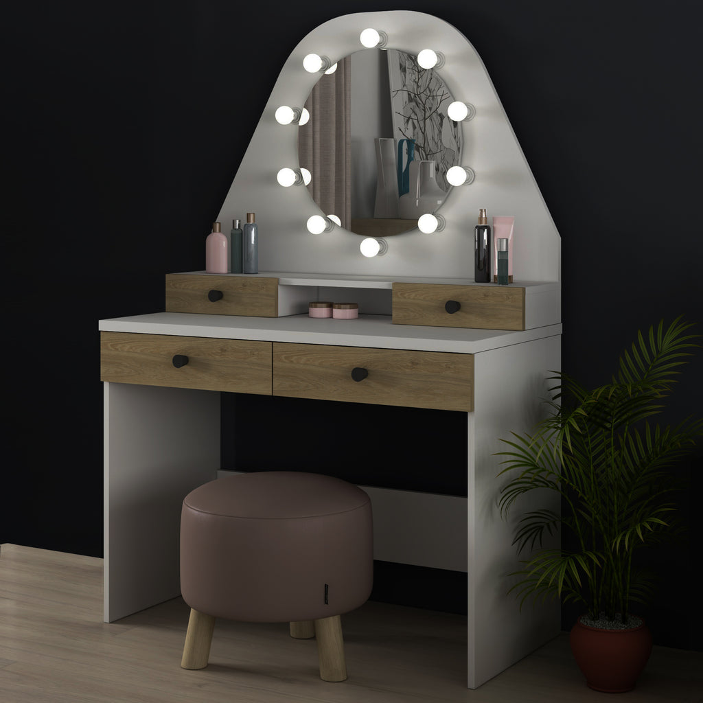 round mirror vanity table