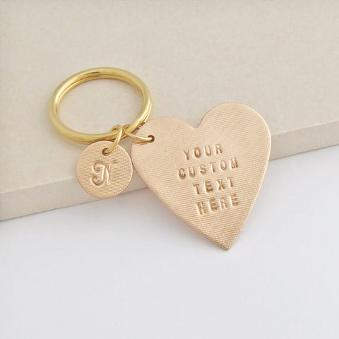 bonschelle bronze heart custom text keyring