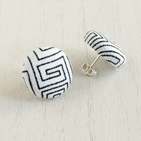 Bonschelle handmade geometric fabric stud earrings