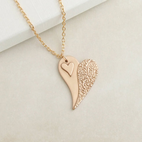 bonschelle bronze split heart pendant necklace