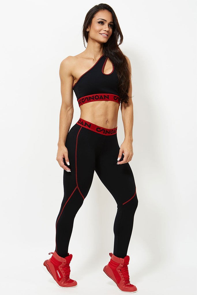 Canoan Black & Red Athletic Bodybuilding Tights