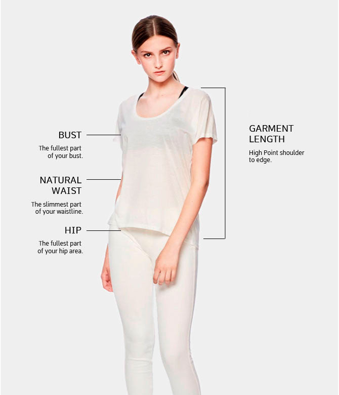 Size Chart- The U neck Tee - SiiZU Ethical Fashion.Luxury Quality
