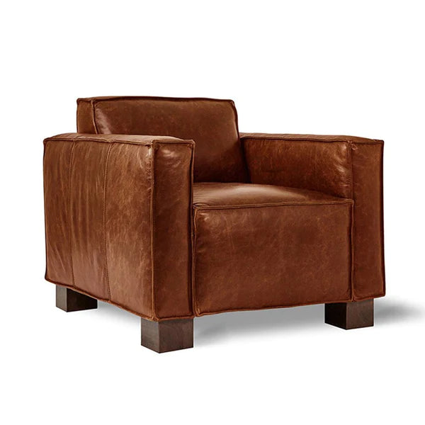 The Gus Cabot Chair is made from vintage leather 