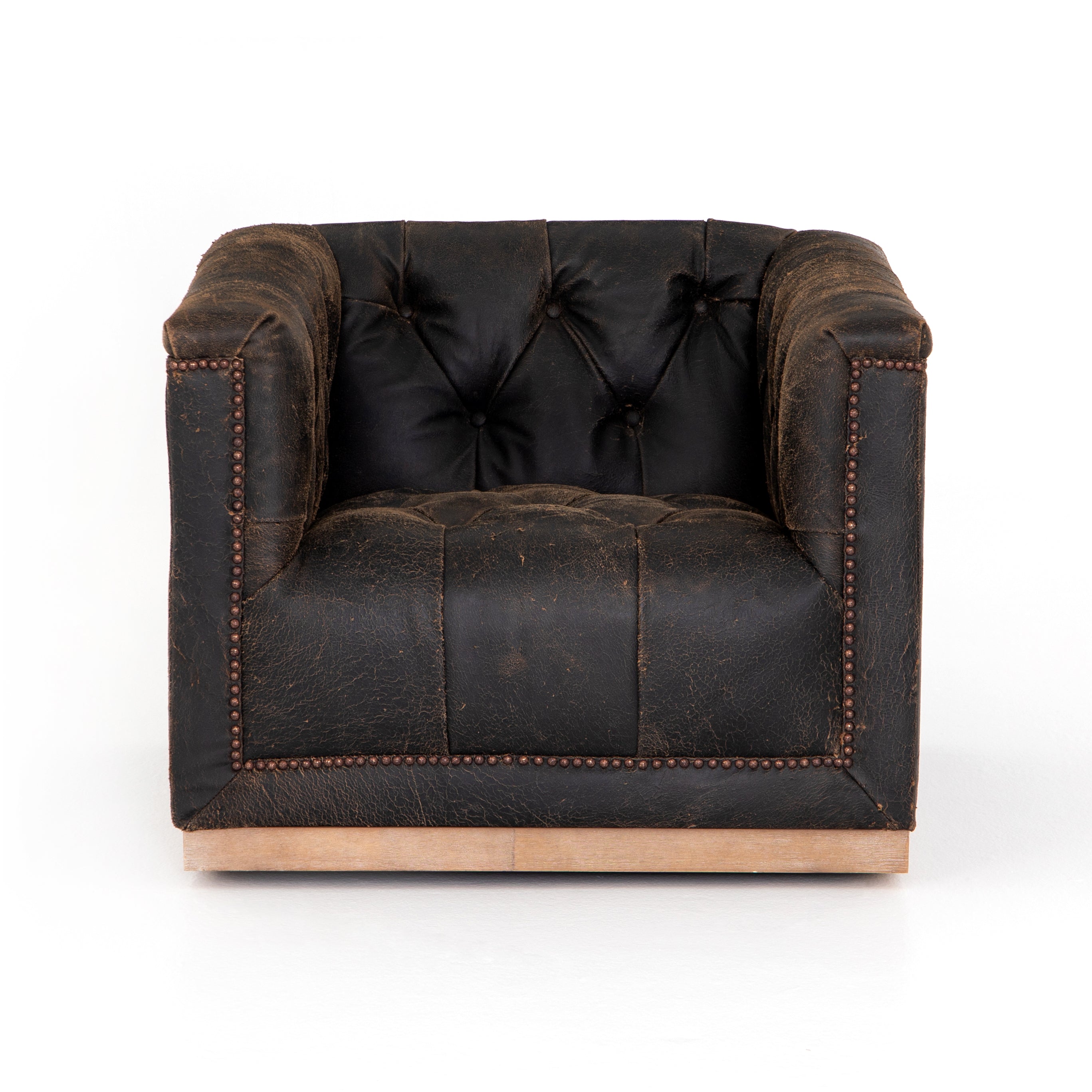 four hands leather swivel chair