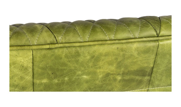 moe's magdelan tufted green leather sofa