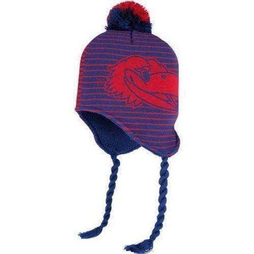 Kansas Jayhawks knit tassel winter hat Adidas NWT NCAA KU Rock Chalk Big 12