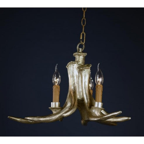 Silver Antler Chandelier 3 Arms Ceiling Light