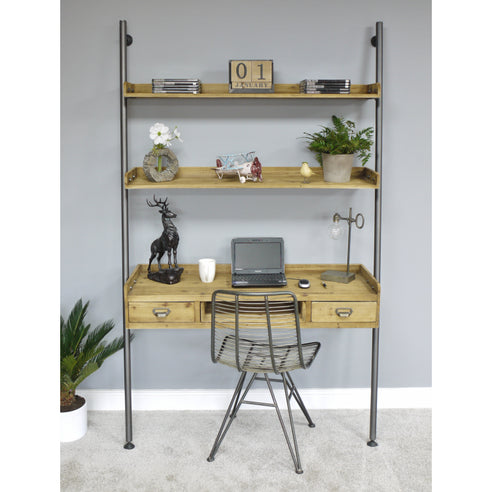 Retro Industrial Wood Metal Computer Desk With Shelving Unit 123 X 2