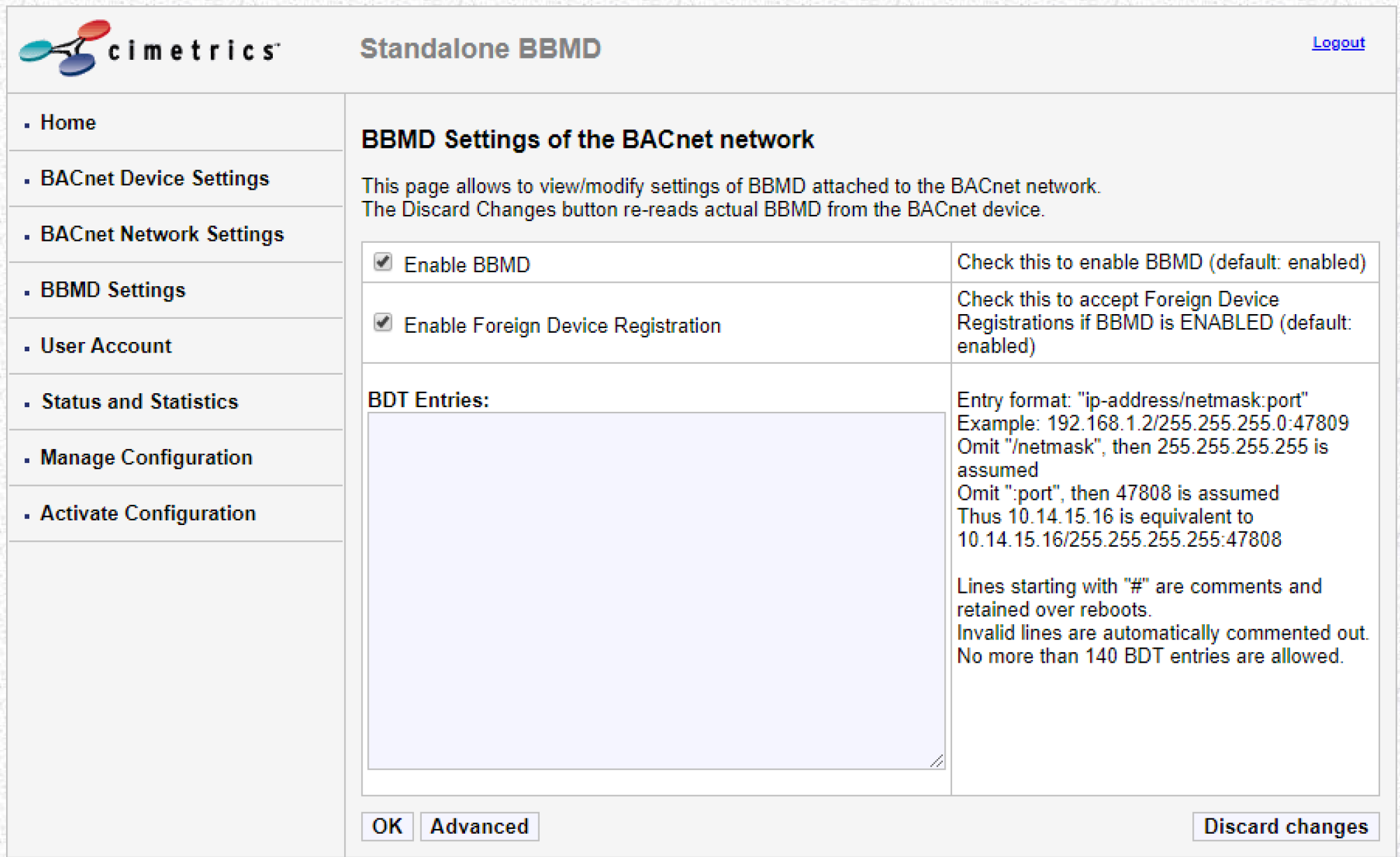 BBMD Broadcast Management Device Cimetrics B3060