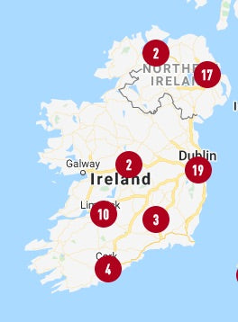 Lions Origin Ireland Map