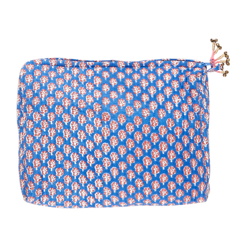 Quilted Toiletry Bag for a Baby - Bloom Red Blue