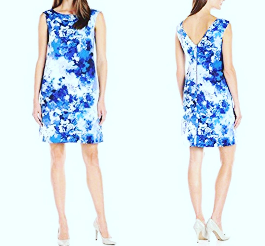 Adrianna Papell Blue Printed Faille Simple Cocktail Dress – Right Fashion  Encore