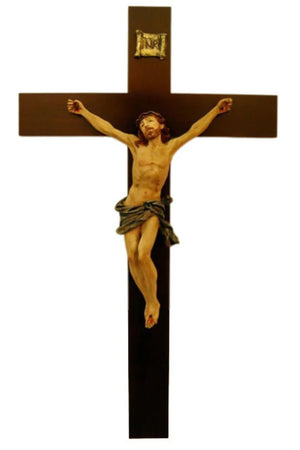 39.5" Hand Painted Alabaster Crucifix - The Paschal Lamb