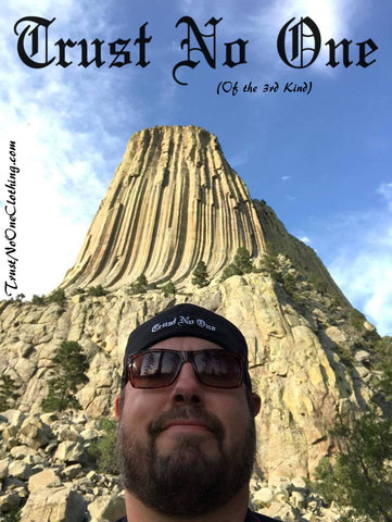 devils tower Sturgis Wyoming road trip aliens close encounter apparel hats Trust No One