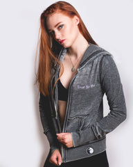 Ladies women's Dark Smoke Fleece Zip Up Hooded Sweatshirt Trust No One clothing TN1 TNO TrustNo1 TrustNoOne fitness apparel gym wear