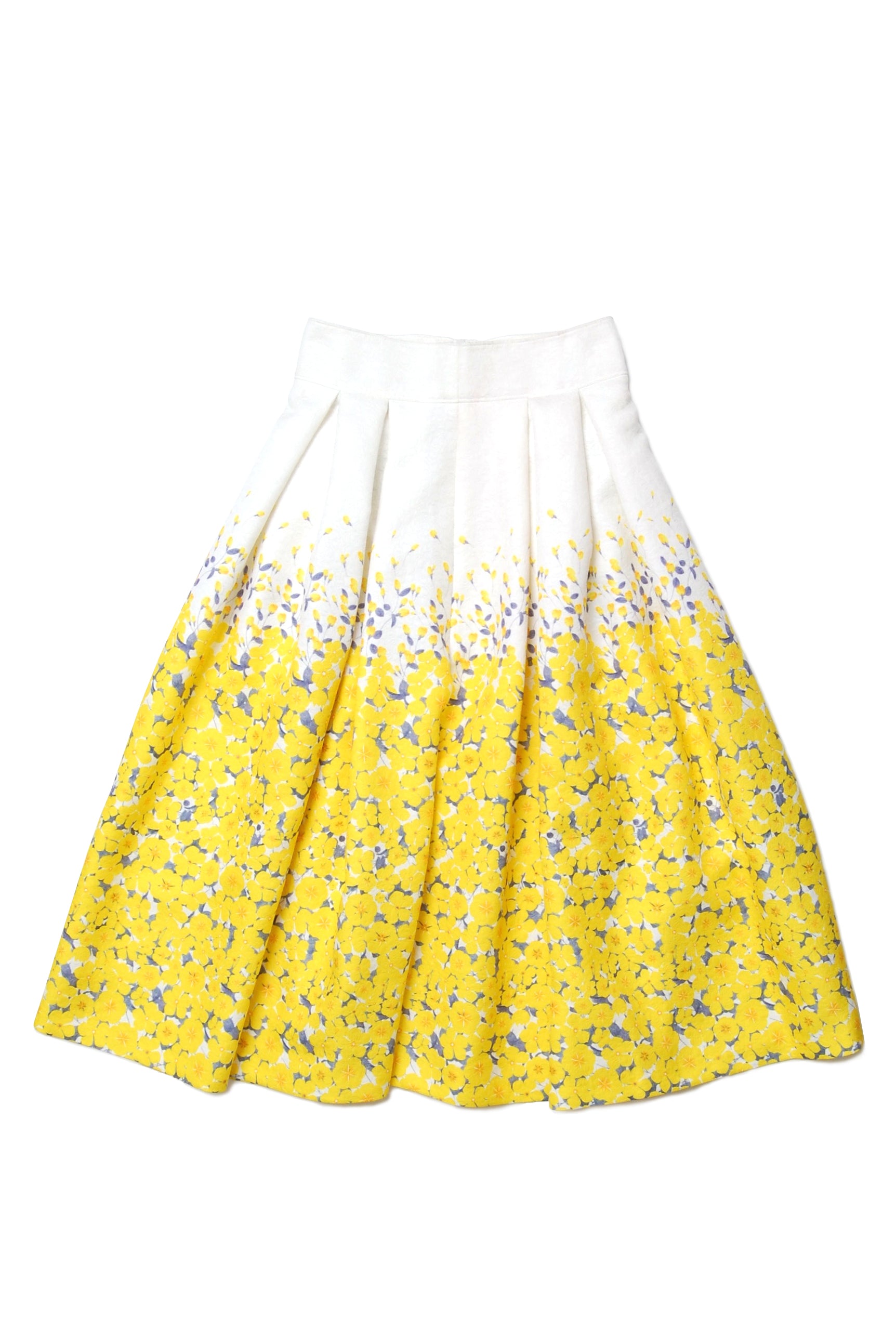 Flower print pleated volume skirt