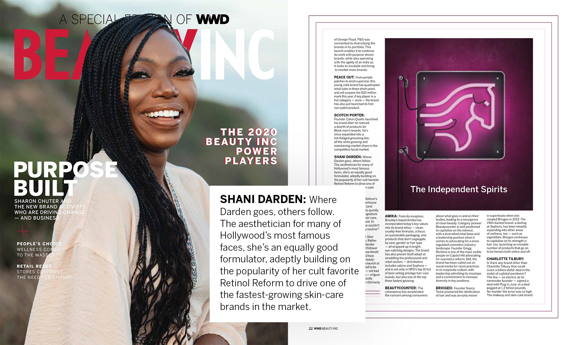 WWD Beauty Inc. magazine Shani Darden's article screenshot.