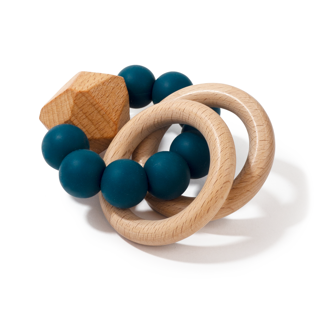 silicone and wood teether
