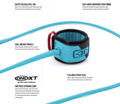 ocean earth one xt premium surfboard leash