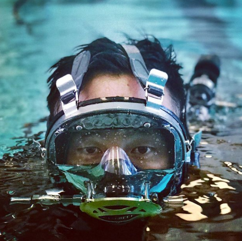 Diver with neutral buoyancy