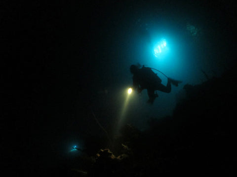 Night divers in Orange County, California