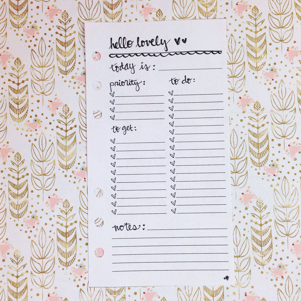 daily to do list printable personal size planner insert