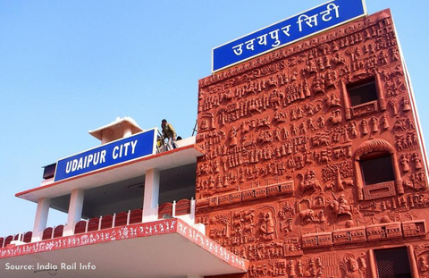 Folk Art in Udaipur Railway Station in Rajasthan