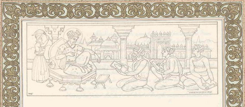 Mughal Emperor Akbar seated on his throne