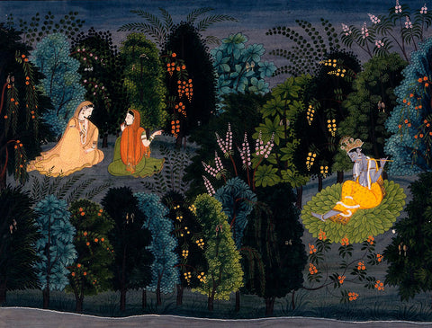 Kangra depicting Krishna and his female cohorts