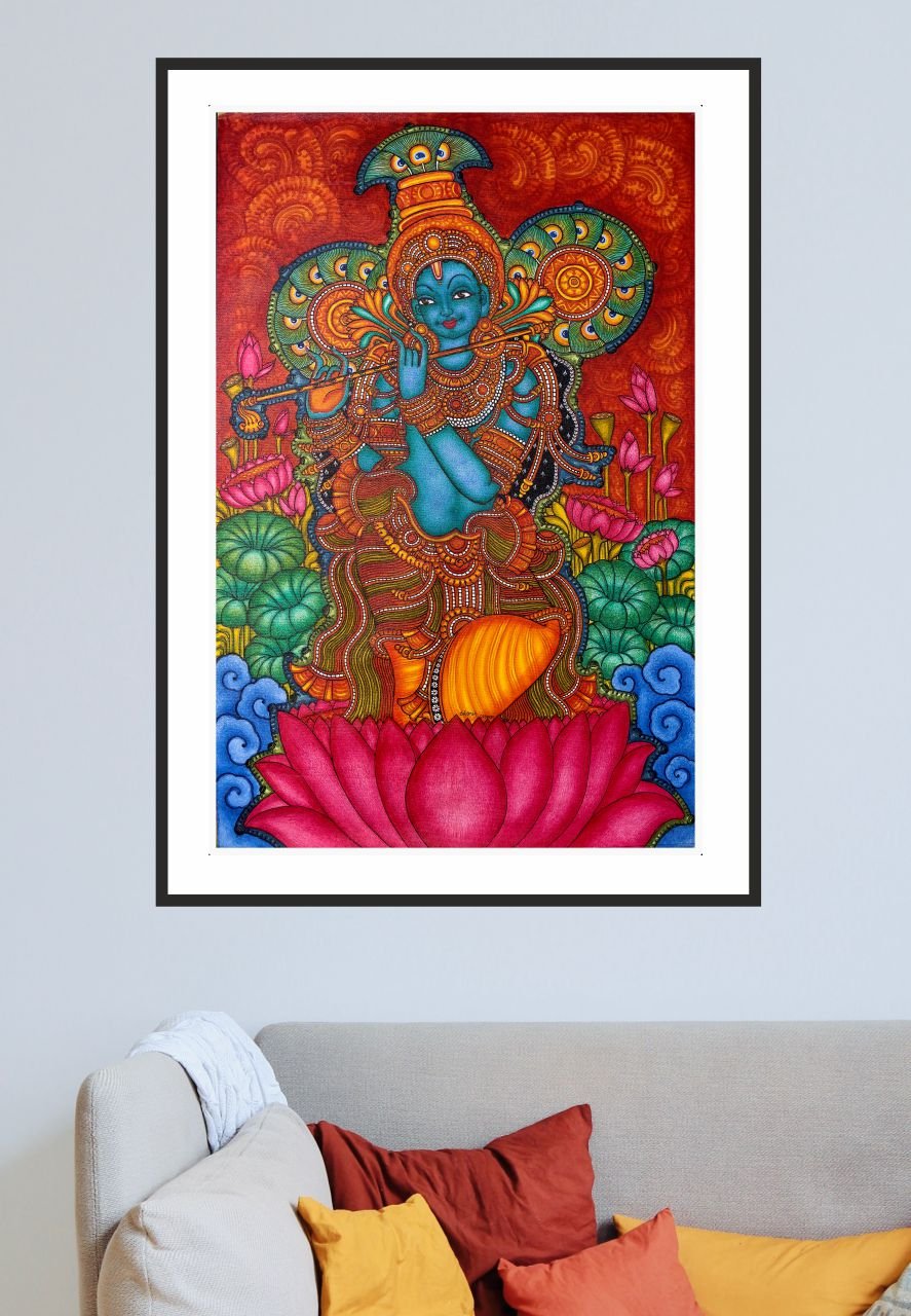 Buy Krishna Kerala Mural Painting Online | Kerala Mural Art for ...