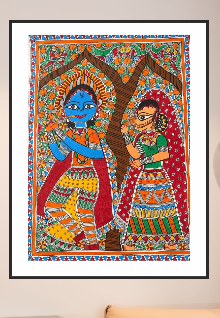 BUY KRISHNA & RADHA, MADHUBANI PAINTING BY PRATIMA BHARTI ...