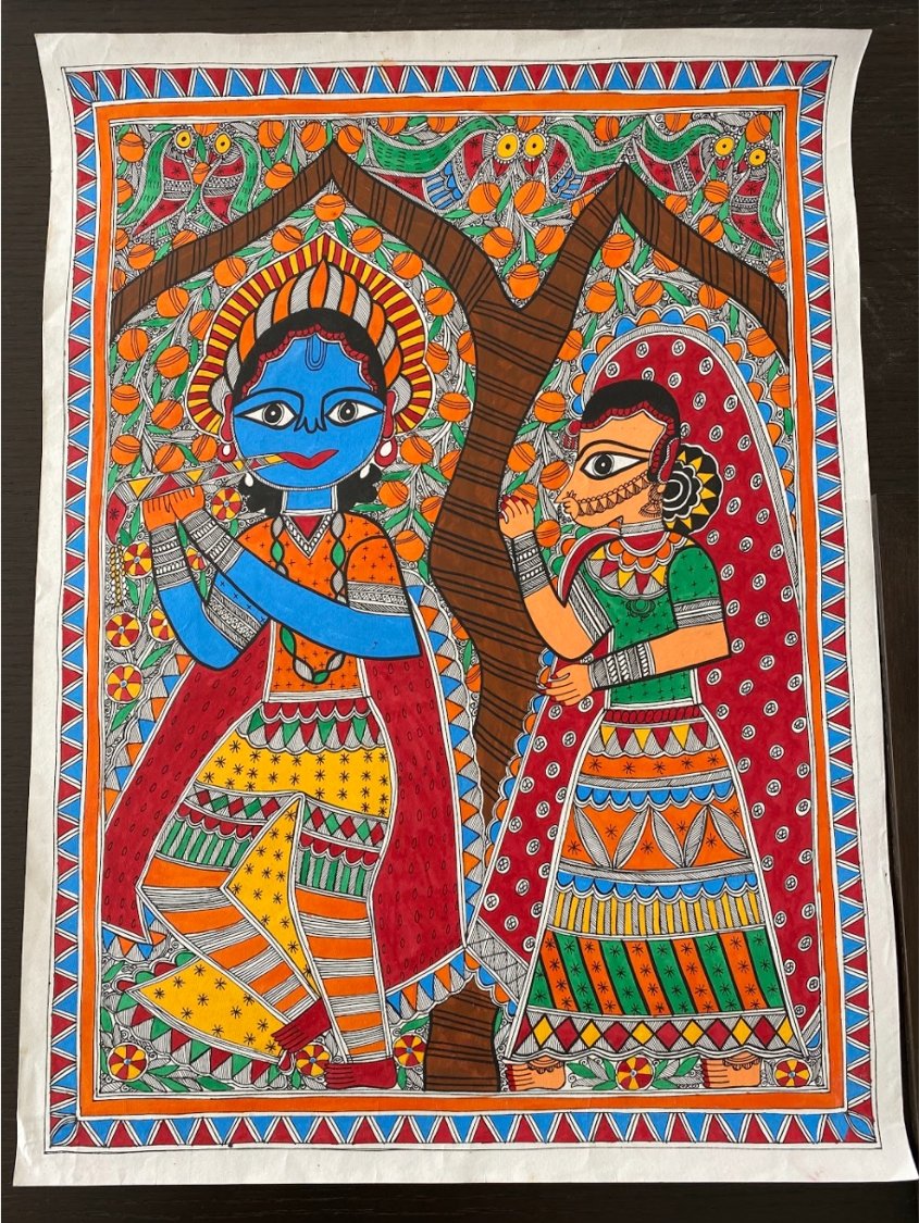 BUY KRISHNA & RADHA, MADHUBANI PAINTING BY PRATIMA BHARTI ...