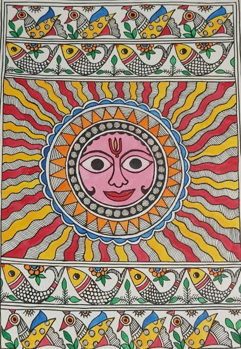 Buy The Sun Madhubani Painting Online By Priti Karn – MeMeraki.com