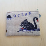 Australian Vintage Linen Pouch - Black Swan