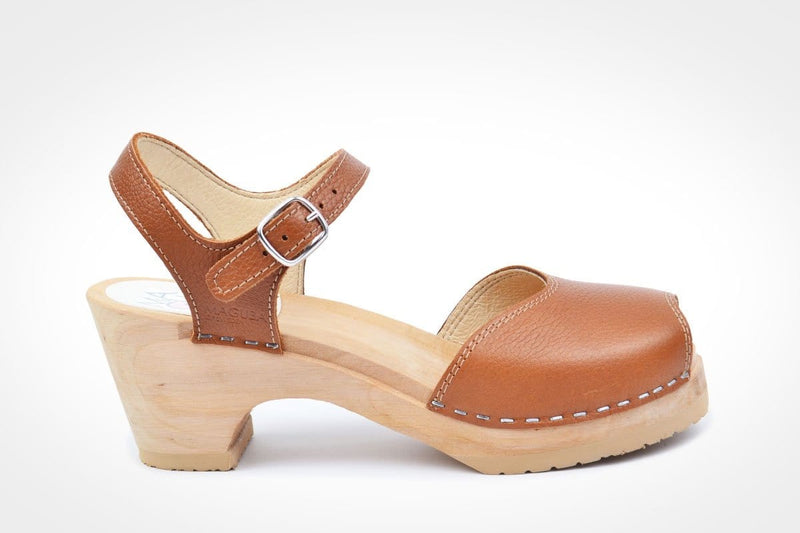 tan leather clogs