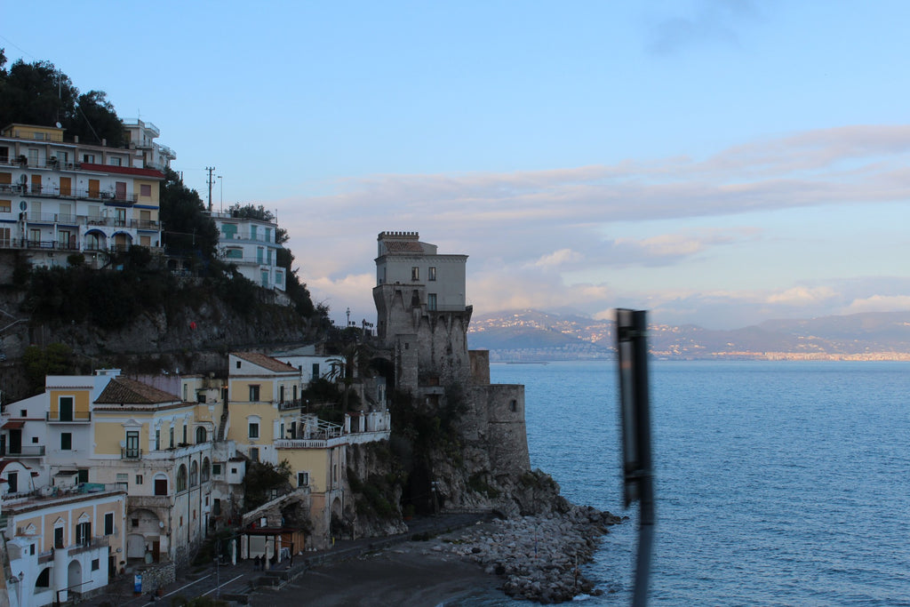 Positano as the sun goes down on the Amalfi Coast of Italy