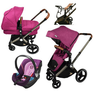 purple stroller with car seat