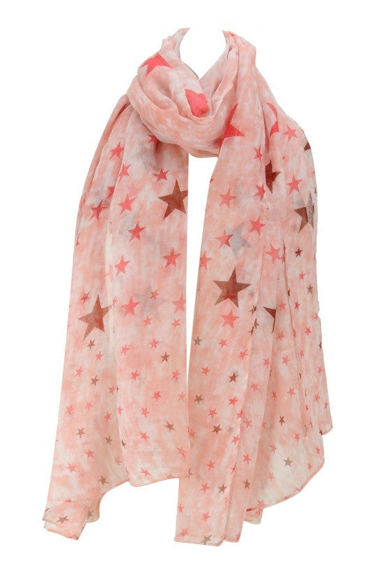 Pink Stars Print Chiffon Scarf – Bridget's Boutique